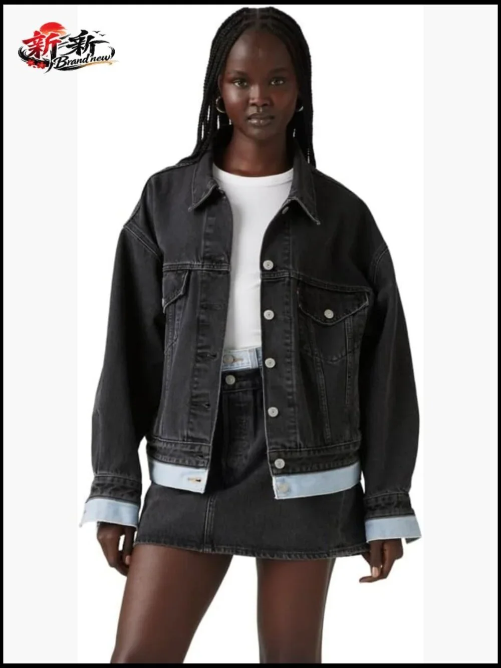 90s Trucker Jacket - Cotton Snap Closure - Long Sleeve